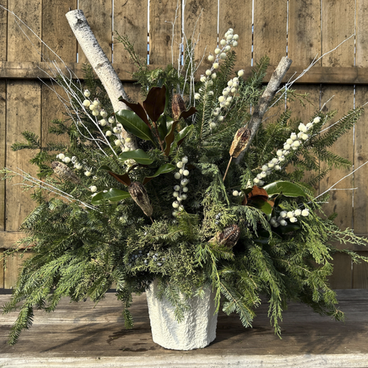 PREMIUM // White Evergreen Porch Pot Drop-In