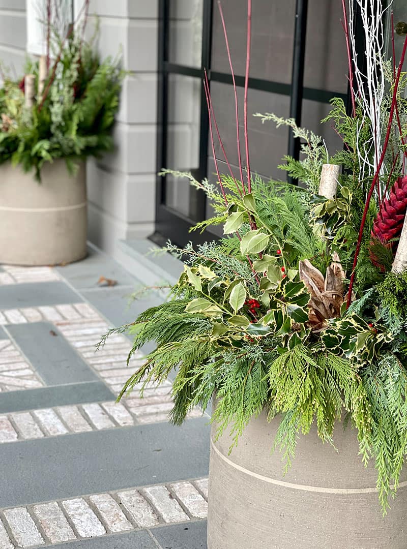 Custom Holiday & Winter Container Design at The Gardener's Center