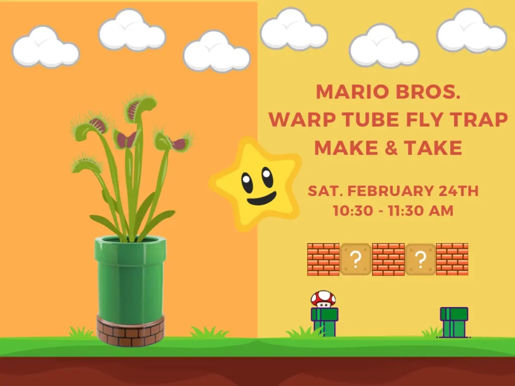 Mario Bros. Warp Tube Fly Trap Make & Take at The Gardener's Center in Darien, CT