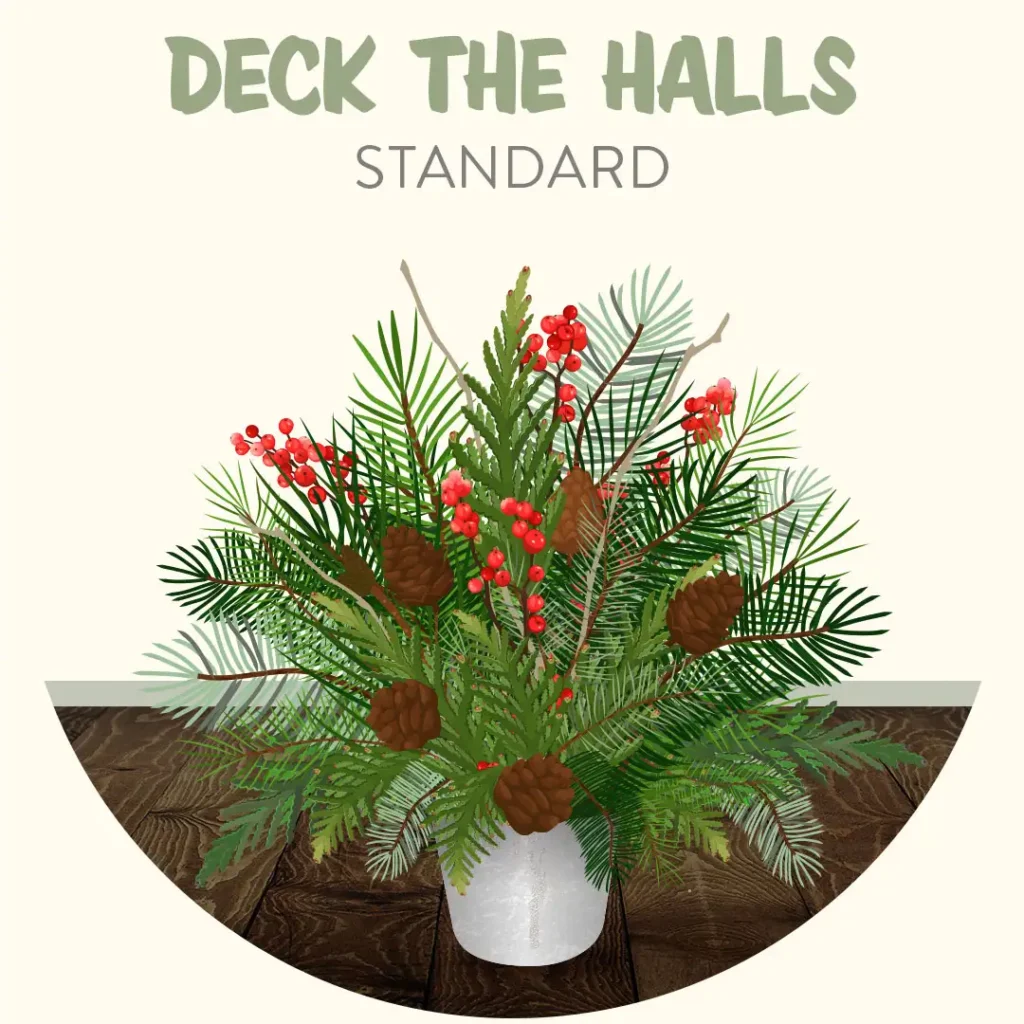 Evergreen Porch Pot Drop-In "Deck The Halls" at The Gardener's Center