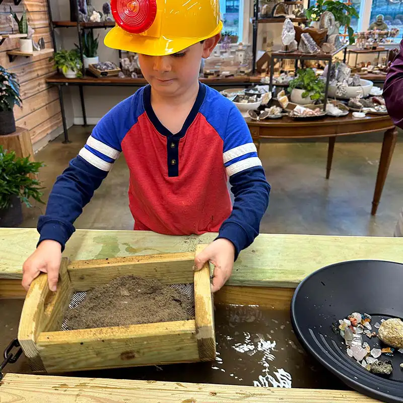 Crystal Quest gemstone panning adventure at The Gardener's Center in Darien, CT